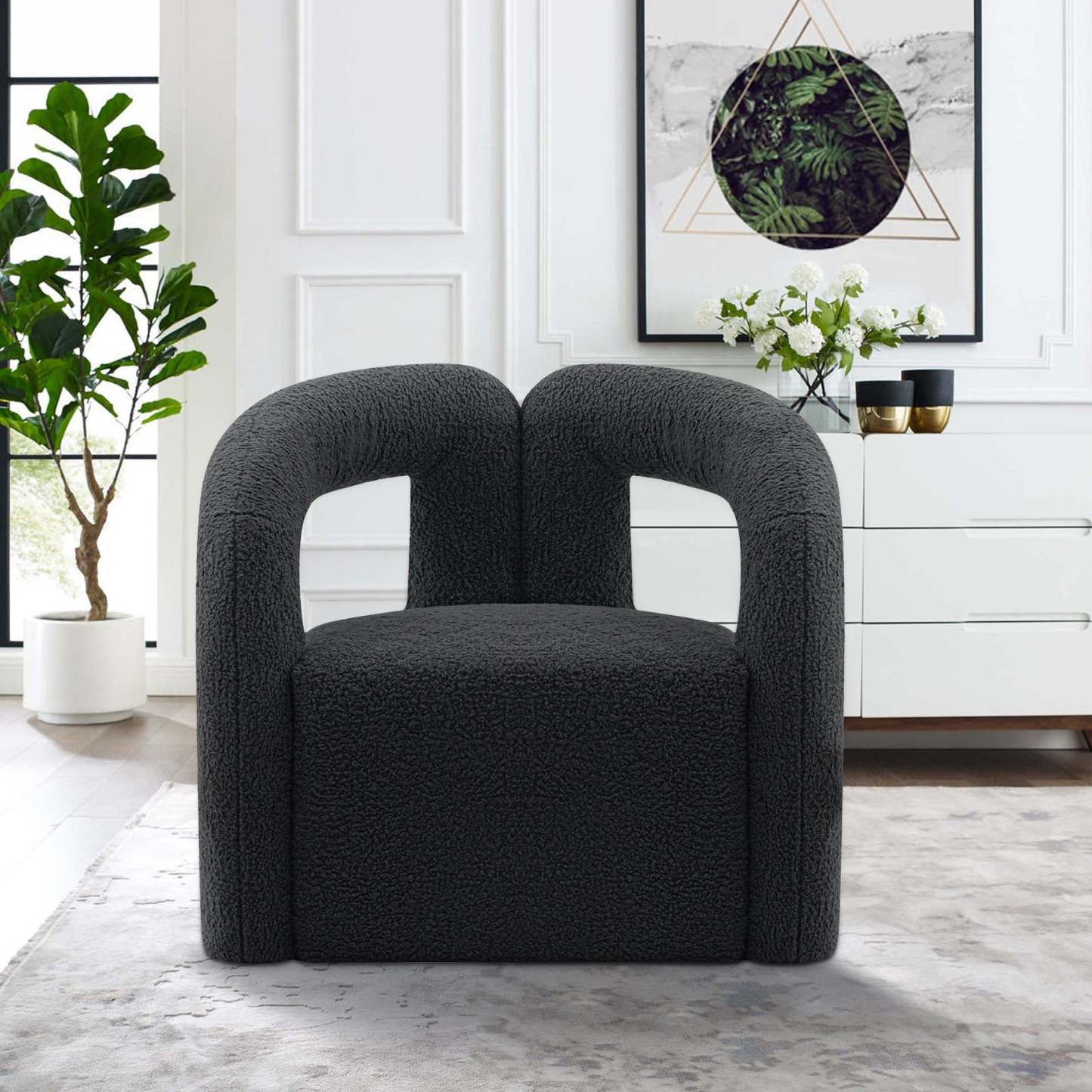 Manhattan Comfort Modern Darian Chenille Accent Chair - Black|Chaise d'appoint moderne Darian de Manhattan Comfort en chenille - noire