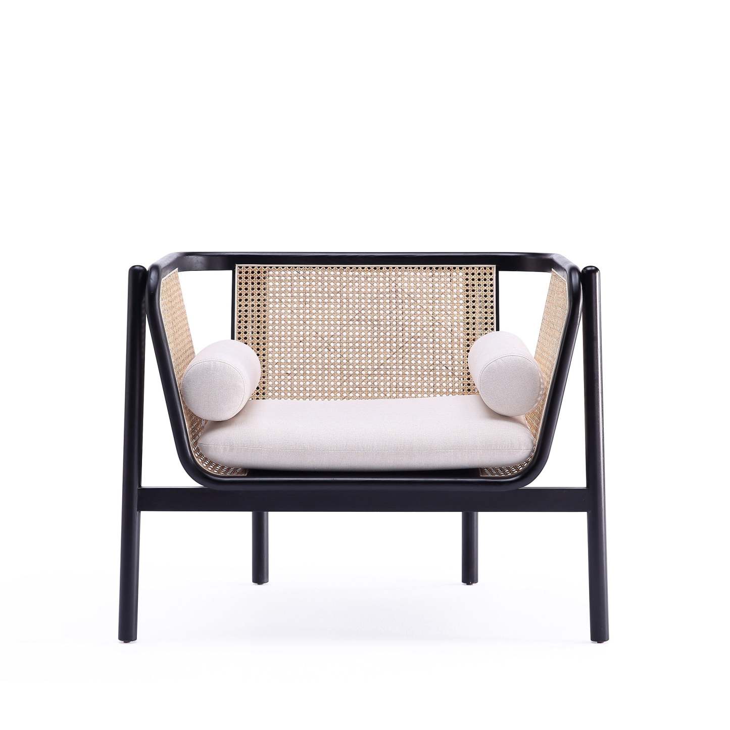 Fauteuil d'appoint Versailles de Manhattan Comfort - noir, canne naturel et crème