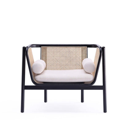 Fauteuil d'appoint Versailles de Manhattan Comfort - noir, canne naturel et crème