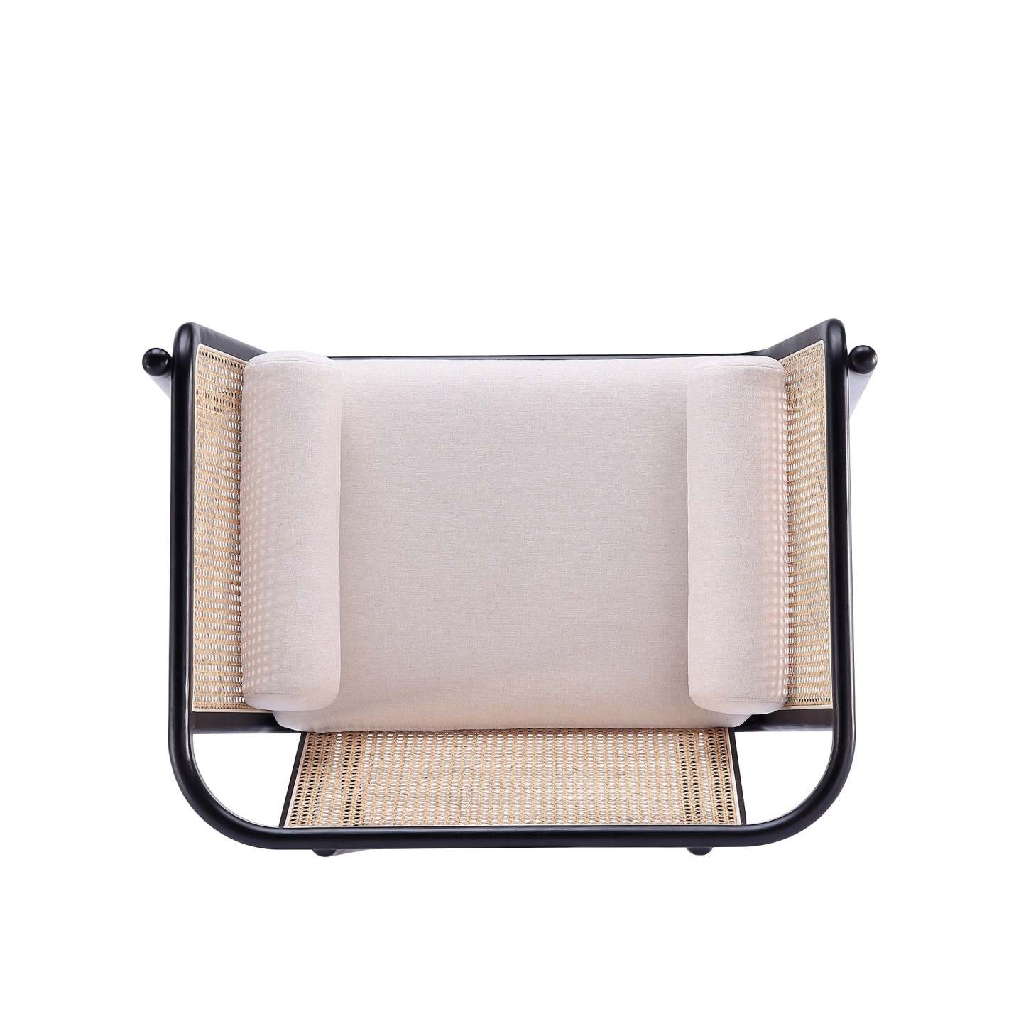 Fauteuil d'appoint Versailles de Manhattan Comfort - noir, canne naturel et crème