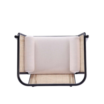 Fauteuil d'appoint Versailles de Manhattan Comfort - noir, canne naturel et crème