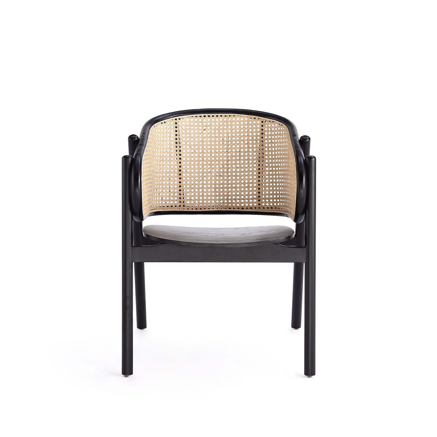 Manhattan Comfort Versailles Armchair - Noir &amp; Canne Naturelle|Fauteuil à accoudoirs Versailles de Manhattan Comfort - noir et canne naturelle