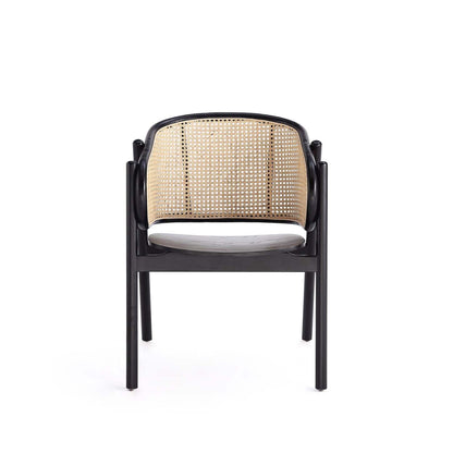 Manhattan Comfort Versailles Armchair - Noir &amp; Canne Naturelle|Fauteuil à accoudoirs Versailles de Manhattan Comfort - noir et canne naturelle