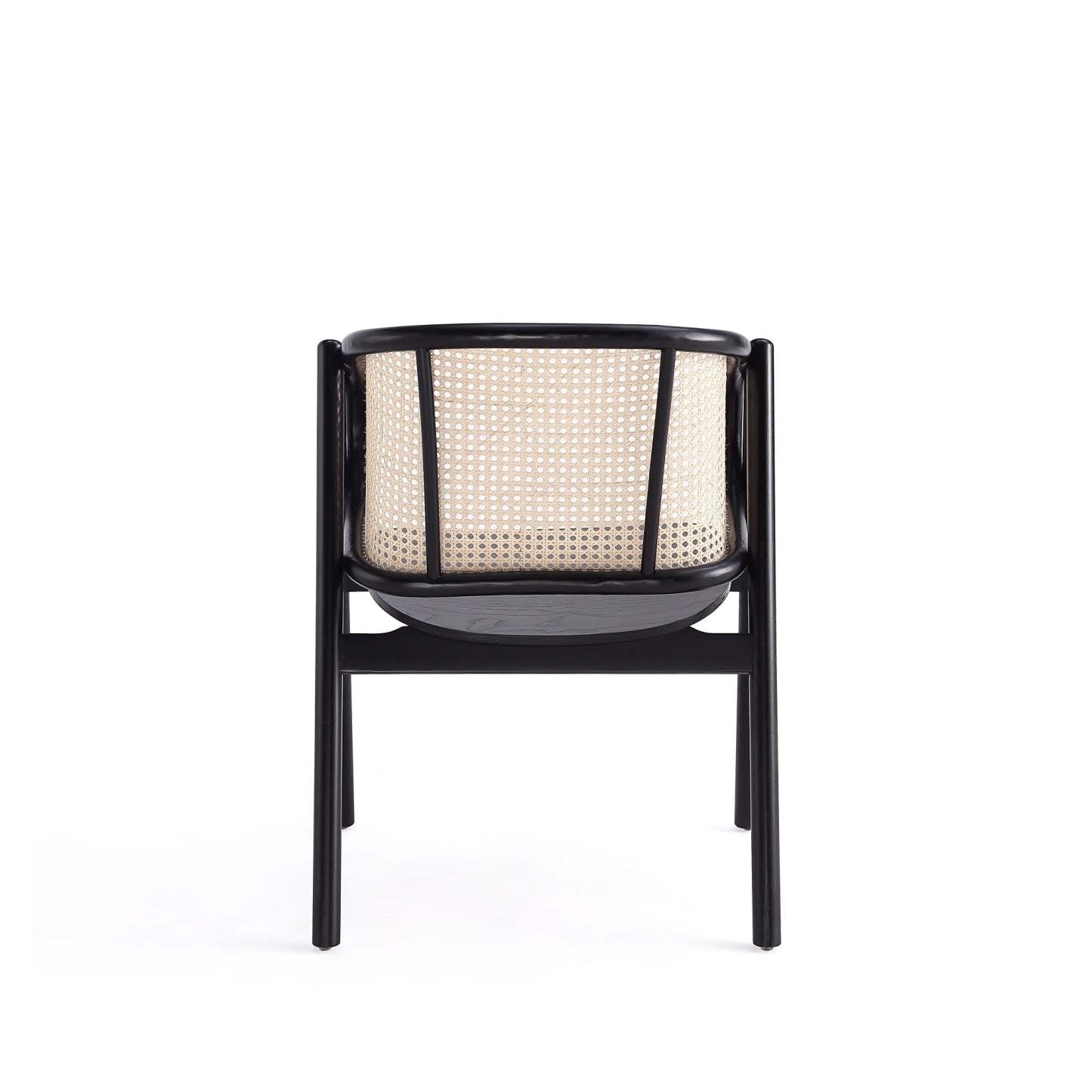 Manhattan Comfort Versailles Armchair - Noir &amp; Canne Naturelle|Fauteuil à accoudoirs Versailles de Manhattan Comfort - noir et canne naturelle