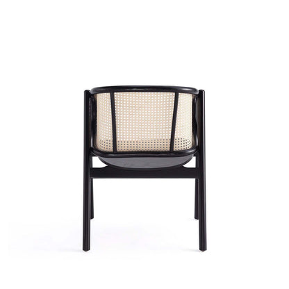 Manhattan Comfort Versailles Armchair - Noir &amp; Canne Naturelle|Fauteuil à accoudoirs Versailles de Manhattan Comfort - noir et canne naturelle