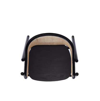 Manhattan Comfort Versailles Armchair - Noir &amp; Canne Naturelle|Fauteuil à accoudoirs Versailles de Manhattan Comfort - noir et canne naturelle