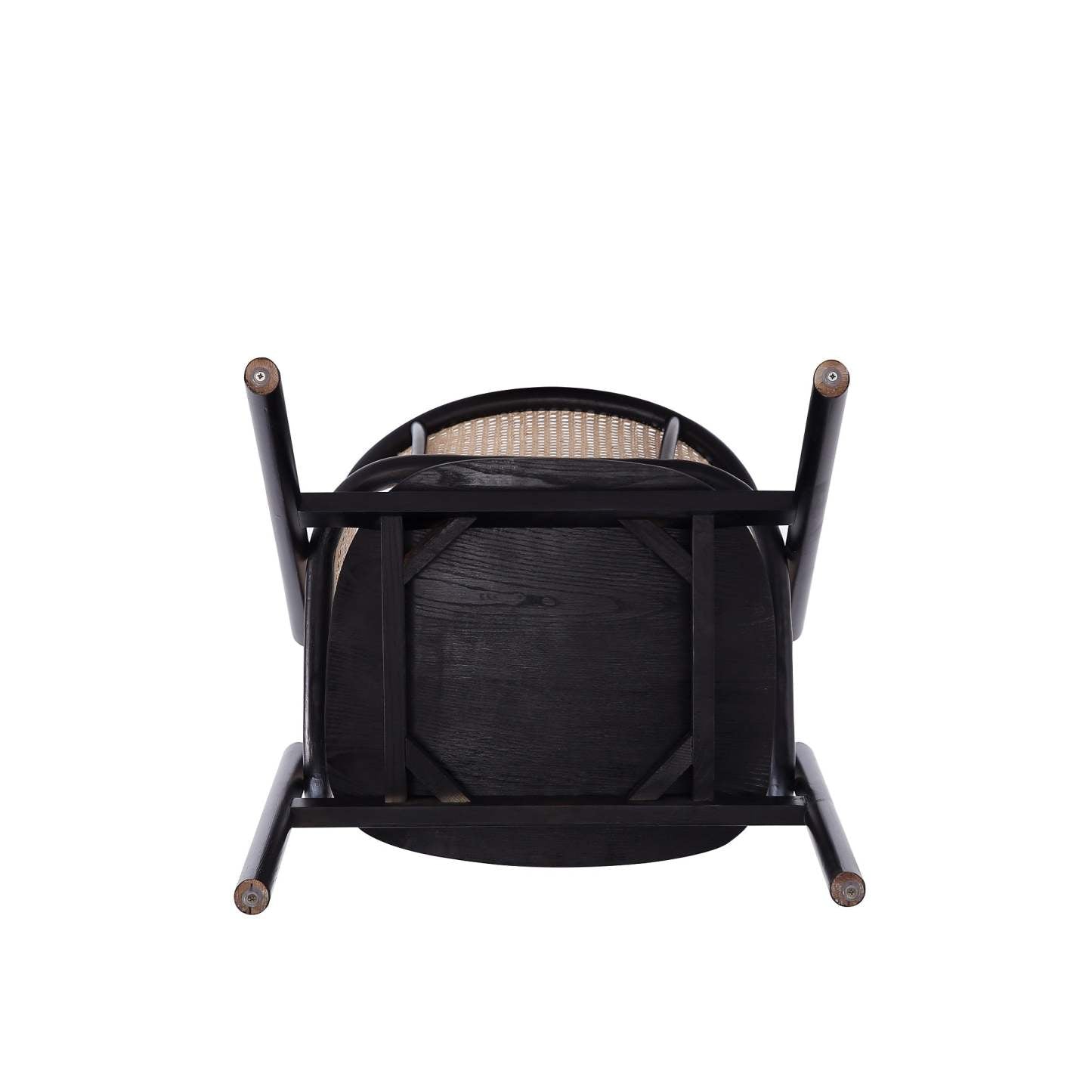 Manhattan Comfort Versailles Armchair - Noir &amp; Canne Naturelle|Fauteuil à accoudoirs Versailles de Manhattan Comfort - noir et canne naturelle