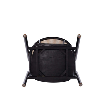 Manhattan Comfort Versailles Armchair - Noir &amp; Canne Naturelle|Fauteuil à accoudoirs Versailles de Manhattan Comfort - noir et canne naturelle
