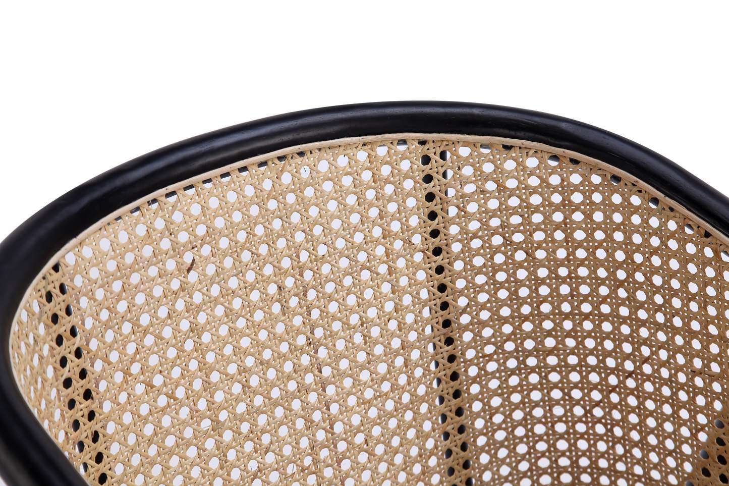 Manhattan Comfort Versailles Armchair - Noir &amp; Canne Naturelle|Fauteuil à accoudoirs Versailles de Manhattan Comfort - noir et canne naturelle