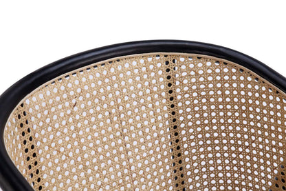 Manhattan Comfort Versailles Armchair - Noir &amp; Canne Naturelle|Fauteuil à accoudoirs Versailles de Manhattan Comfort - noir et canne naturelle