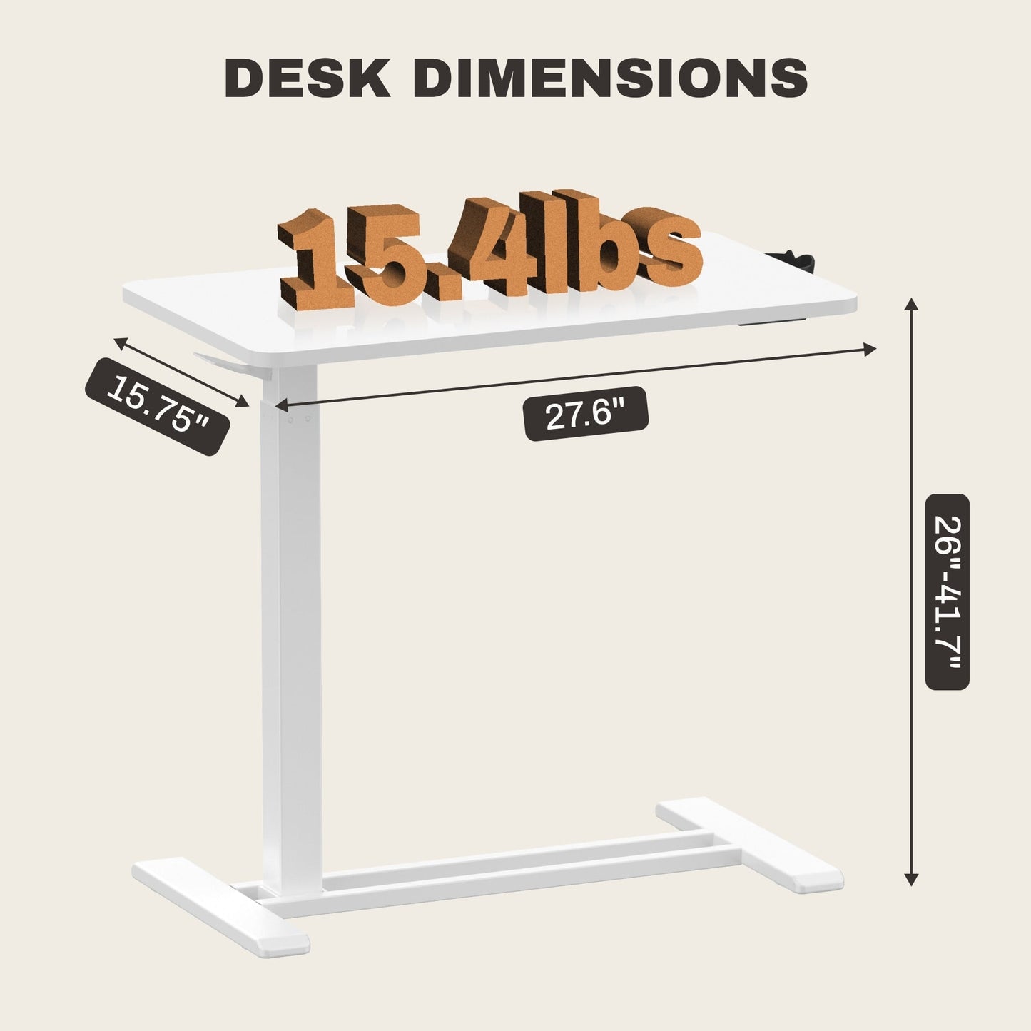 Table d'ordinateur portable mobile FunniHomi 28/32, réglable en hauteur, avec roulettes, blanc/noir, pour lit et canapé