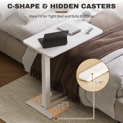 Table d'ordinateur portable mobile FunniHomi 28/32, réglable en hauteur, avec roulettes, blanc/noir, pour lit et canapé