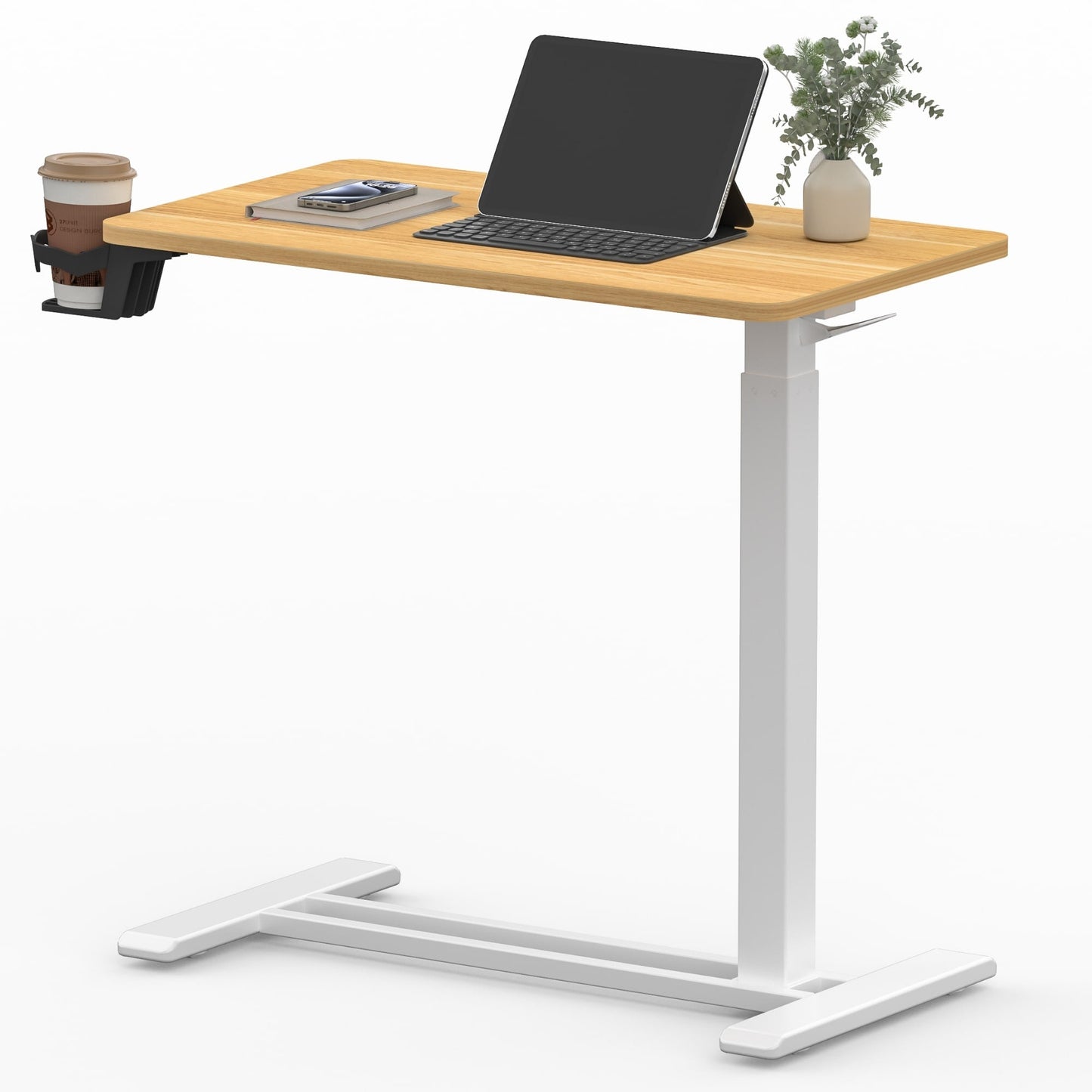 Table d'ordinateur portable mobile FunniHomi 28/32, réglable en hauteur, avec roulettes, blanc/noir, pour lit et canapé