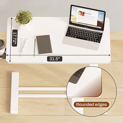 Table d'ordinateur portable mobile FunniHomi 28/32, réglable en hauteur, avec roulettes, blanc/noir, pour lit et canapé