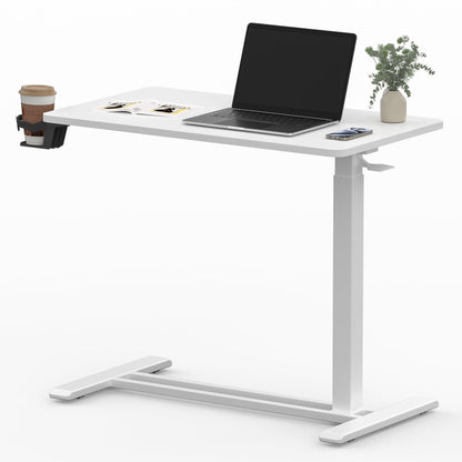 Table d'ordinateur portable mobile FunniHomi 28/32, réglable en hauteur, avec roulettes, blanc/noir, pour lit et canapé