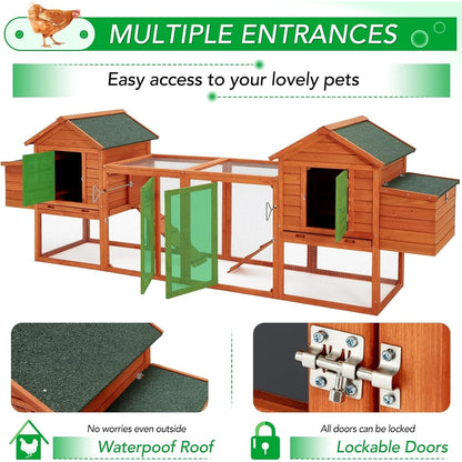 Poulailler AECOJOY 144'' Grand enclos, cage à volailles en bois