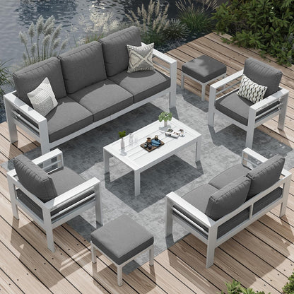 Ensemble de meubles de patio en aluminium AECOJOY 7 pièces Ensemble de conversation d'extérieur
