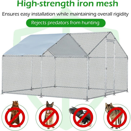 AECOJOY Grand poulailler métallique avec enclos et cage à poules accessibles à pied