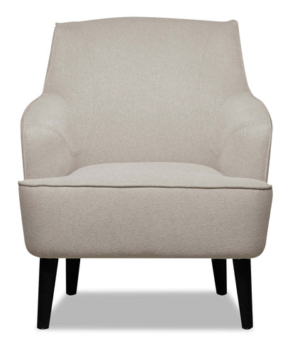 Aimy 28 Chaise d'appoint en tissu aspect lin avec pieds cylindriques en bois - Gris clair | Fauteuil d'appoint Aimy de 28 po en tissu d'apparence lin avec pattes cylindriques en bois - gris clair