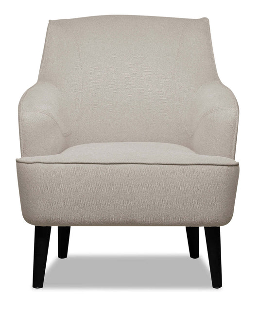 Aimy 28 Chaise d'appoint en tissu aspect lin avec pieds cylindriques en bois - Gris clair | Fauteuil d'appoint Aimy de 28 po en tissu d'apparence lin avec pattes cylindriques en bois - gris clair