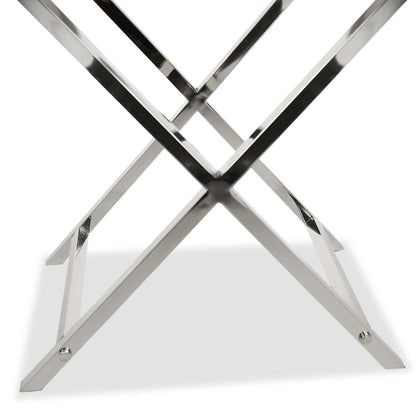 Table d'appoint Alana 18,25 avec rangement - Gris et Chrome|Table d'appoint Alana de 18,25 po avec rangement - grise et chrome