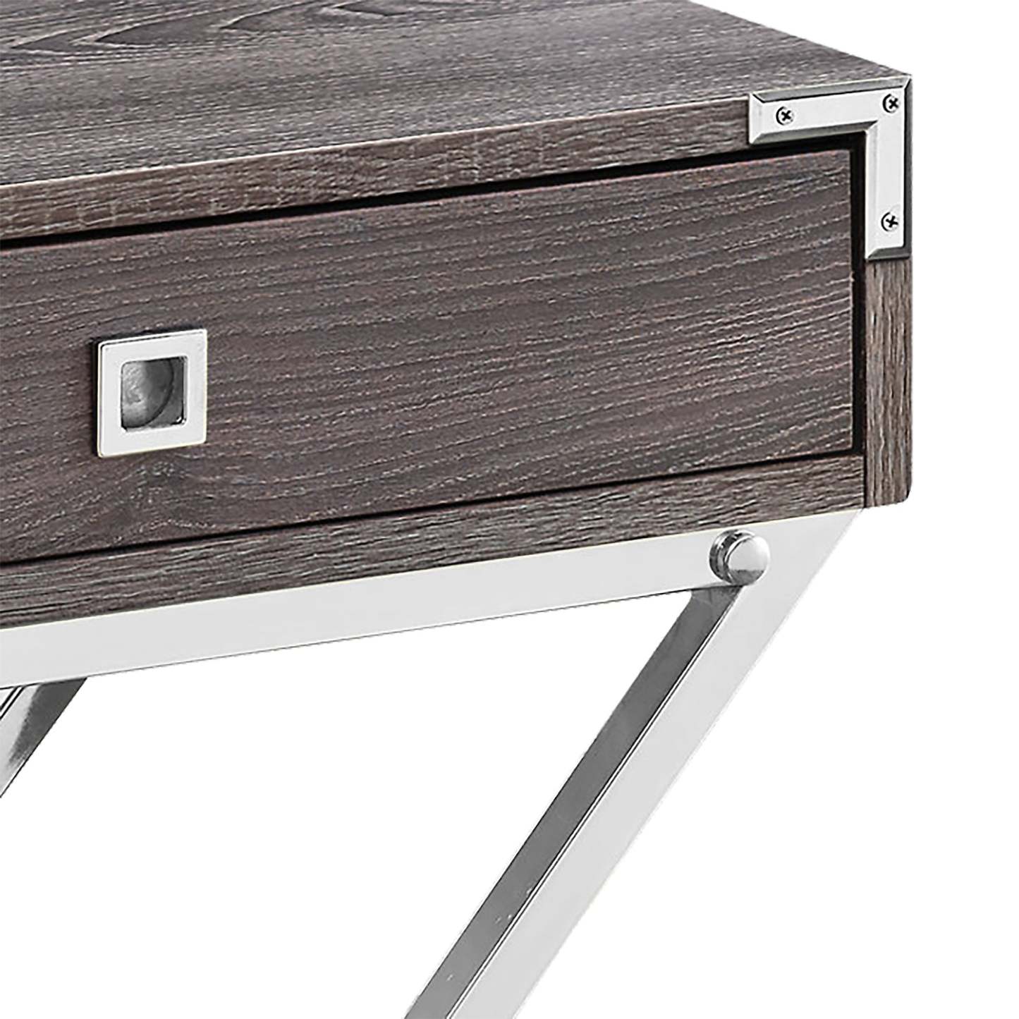 Table d'appoint Alana 18,25 avec rangement - Gris et Chrome|Table d'appoint Alana de 18,25 po avec rangement - grise et chrome