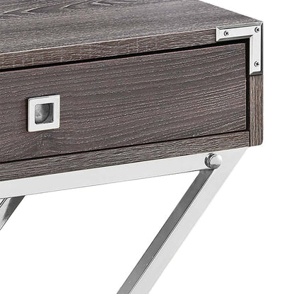 Table d'appoint Alana 18,25 avec rangement - Gris et Chrome|Table d'appoint Alana de 18,25 po avec rangement - grise et chrome