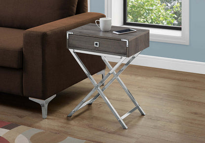Table d'appoint Alana 18,25 avec rangement - Gris et Chrome|Table d'appoint Alana de 18,25 po avec rangement - grise et chrome