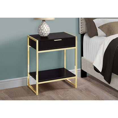 Alice 19,5 Accent Table With Storage &amp; Shelf - Cappuccino with Gold Accents|Table d'appoint Alice de 19,5 po avec rangement et tablette - cappuccino avec touches dorées