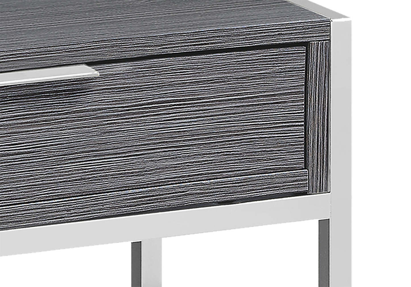 Alice 19.5 Accent Table With Storage &amp; Shelf - Grey with Chrome Accents|Table d'appoint Alice de 19,5 po avec rangement et tablette - grise avec touches chromées