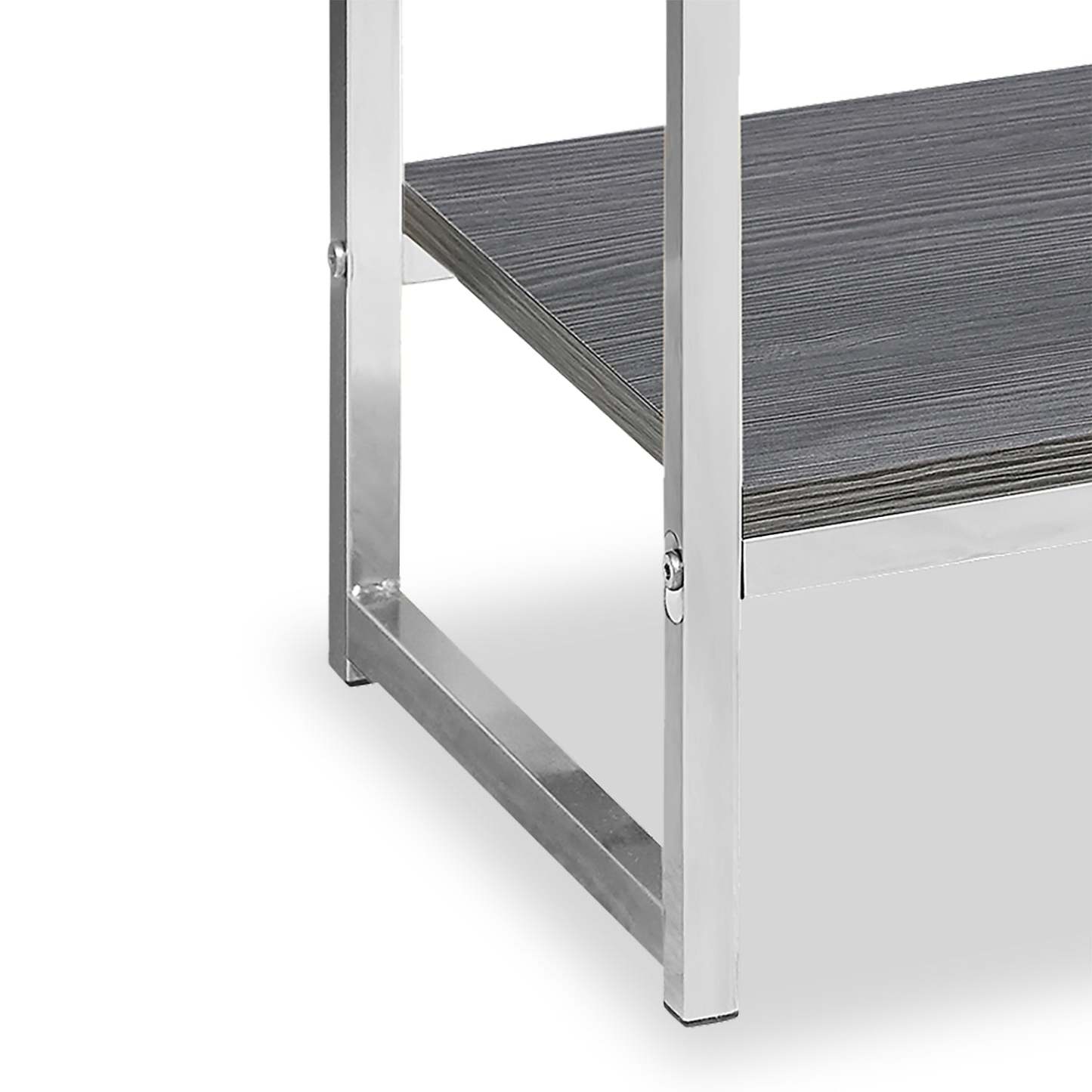 Alice 19.5 Accent Table With Storage &amp; Shelf - Grey with Chrome Accents|Table d'appoint Alice de 19,5 po avec rangement et tablette - grise avec touches chromées