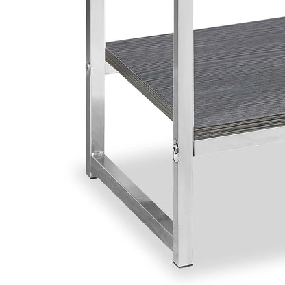 Alice 19.5 Accent Table With Storage &amp; Shelf - Grey with Chrome Accents|Table d'appoint Alice de 19,5 po avec rangement et tablette - grise avec touches chromées