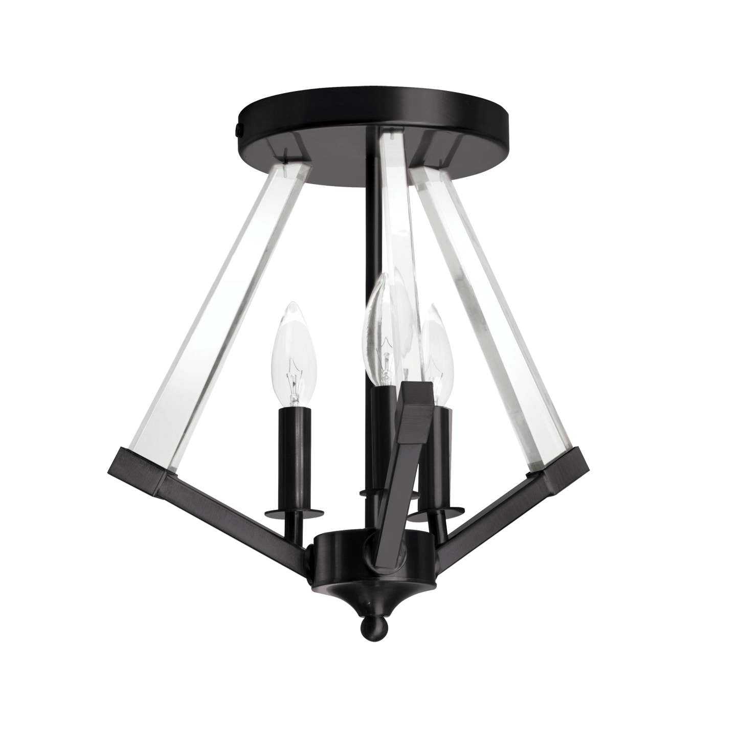 Dainolite Aalto 3 Lumière Semi-encastré Fini Noir Mat Lampe Acrylique Transparent|Plafonnier semi-affleuré Aalto de Dainolite en acrylique transparent, avec fini noir mat et 3 ampoules