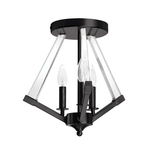 Dainolite Aalto 3 Lumière Semi-encastré Fini Noir Mat Lampe Acrylique Transparent|Plafonnier semi-affleuré Aalto de Dainolite en acrylique transparent, avec fini noir mat et 3 ampoules