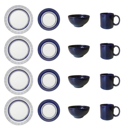 Actual 16-Piece Dinnerware Set - Blue Ivory  | Service de vaisselle Actual 16 pièces - bleu et ivoire  | D87EM59O