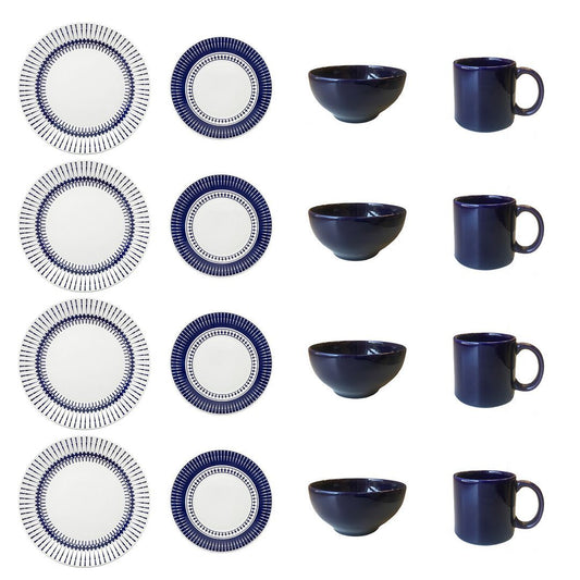 Actual 16-Piece Dinnerware Set - Blue Ivory  | Service de vaisselle Actual 16 pièces - bleu et ivoire  | D87EM59O
