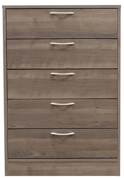 Commode de chambre à coucher Arlo, 5 tiroirs, 23,6 L x 36,2 H, Fabriquée au Canada - Gris/Marron | Commode verticale Arlo de 23,6 po (L) x 36,2 po (H) à 5 tiroirs pour la chambre à coucher, fabriquée au Canada - gris-brun