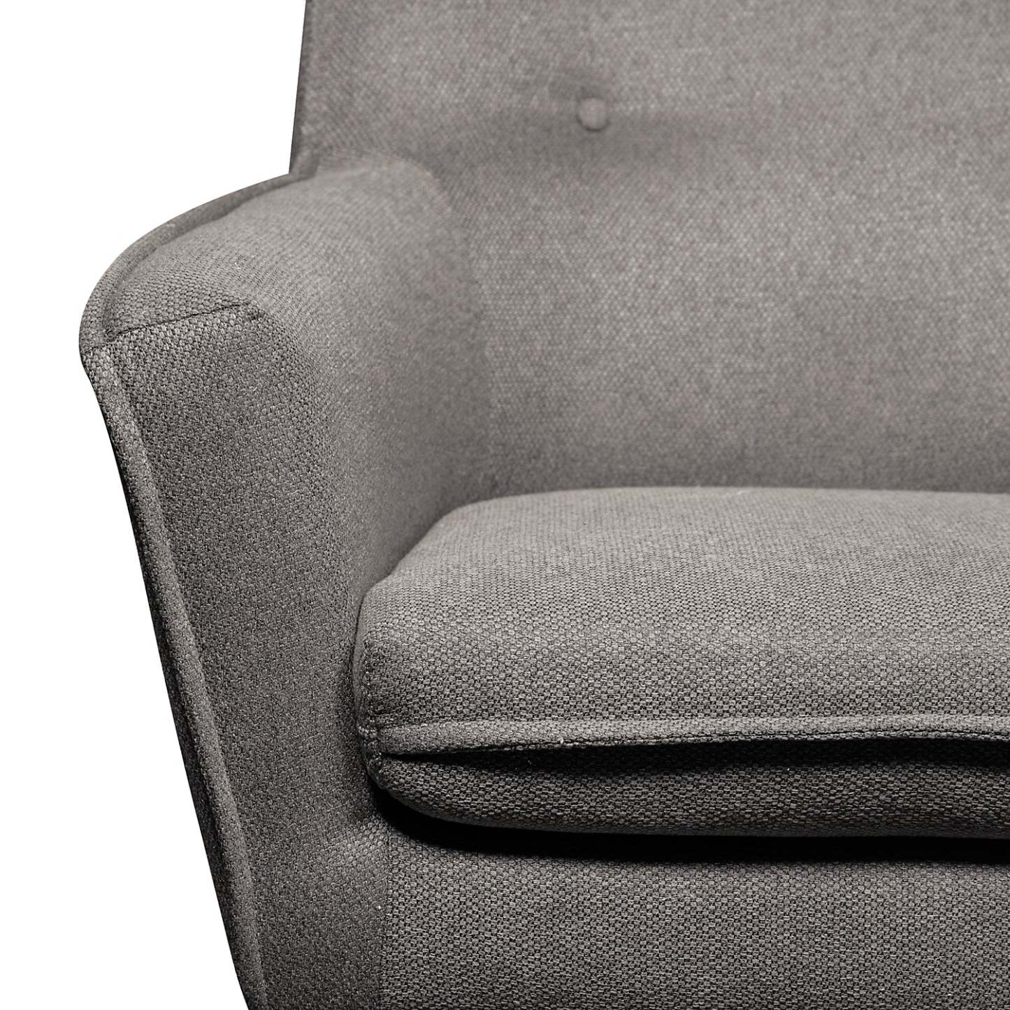 Chaise d'appoint en tissu d'apparence lin Arni 28 avec pieds en bois - Gris foncé | Fauteuil d'appoint Arni de 28 po en tissu d'apparence lin avec pattes en bois - gris foncé