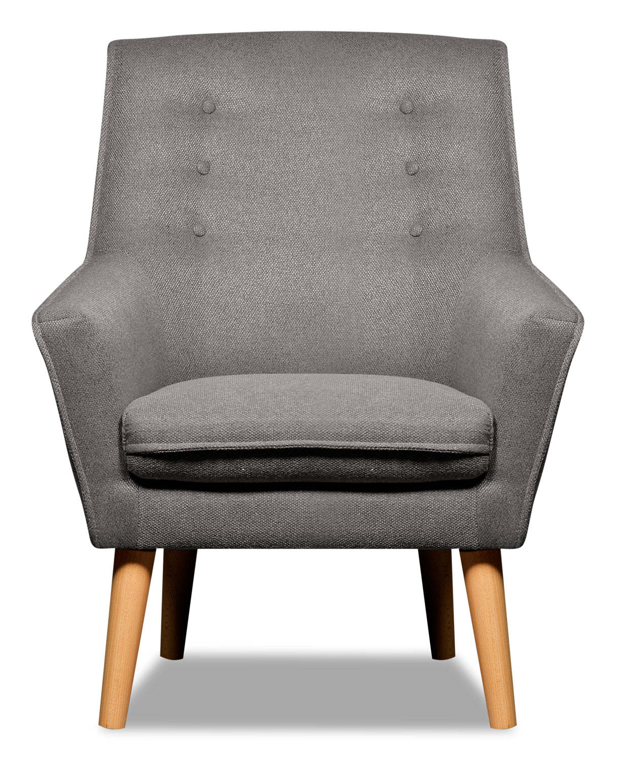 Chaise d'appoint en tissu d'apparence lin Arni 28 avec pieds en bois - Gris foncé | Fauteuil d'appoint Arni de 28 po en tissu d'apparence lin avec pattes en bois - gris foncé