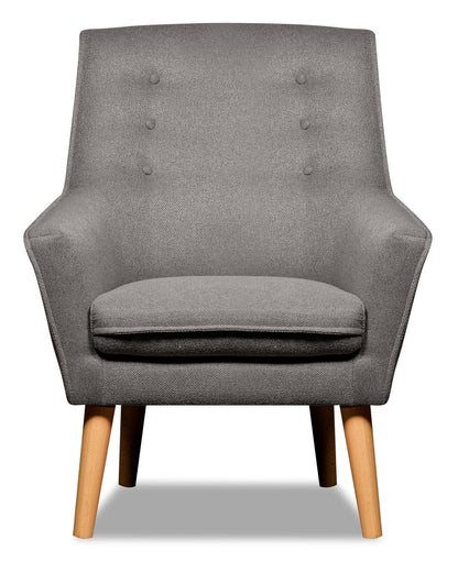 Chaise d'appoint en tissu d'apparence lin Arni 28 avec pieds en bois - Gris foncé | Fauteuil d'appoint Arni de 28 po en tissu d'apparence lin avec pattes en bois - gris foncé