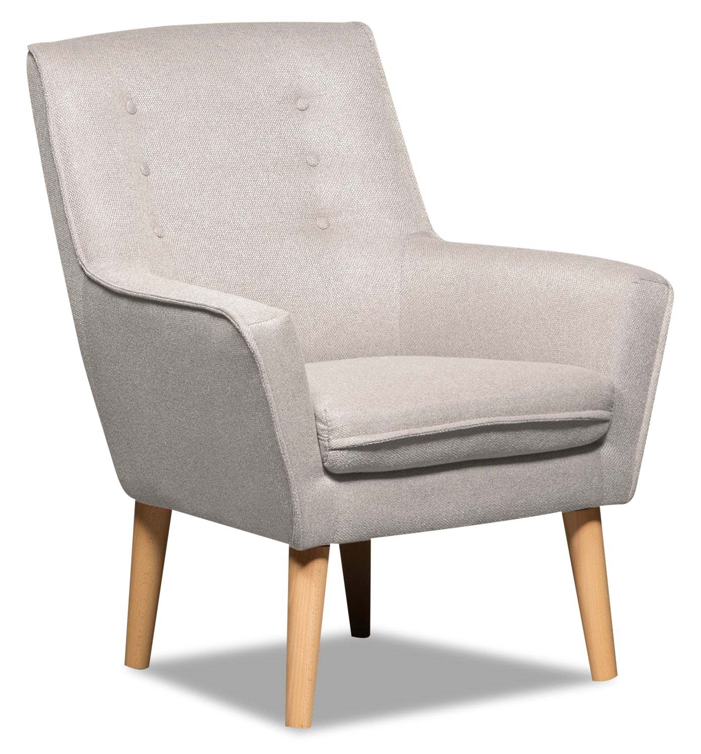 Chaise d'appoint en tissu d'apparence lin Arni 28 avec pieds en bois - Gris | Fauteuil d'appoint Arni de 28 po en tissu d'apparence lin avec pattes en bois - gris