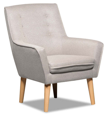Chaise d'appoint en tissu d'apparence lin Arni 28 avec pieds en bois - Gris | Fauteuil d'appoint Arni de 28 po en tissu d'apparence lin avec pattes en bois - gris