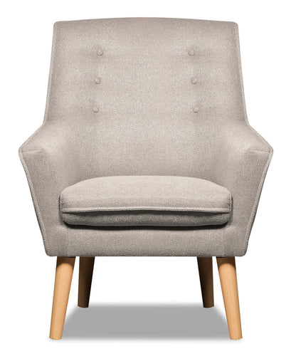 Chaise d'appoint en tissu d'apparence lin Arni 28 avec pieds en bois - Gris | Fauteuil d'appoint Arni de 28 po en tissu d'apparence lin avec pattes en bois - gris