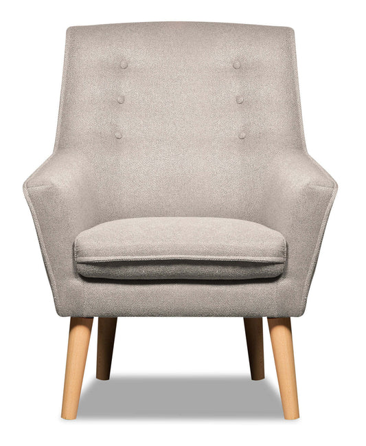 Chaise d'appoint en tissu d'apparence lin Arni 28 avec pieds en bois - Gris | Fauteuil d'appoint Arni de 28 po en tissu d'apparence lin avec pattes en bois - gris