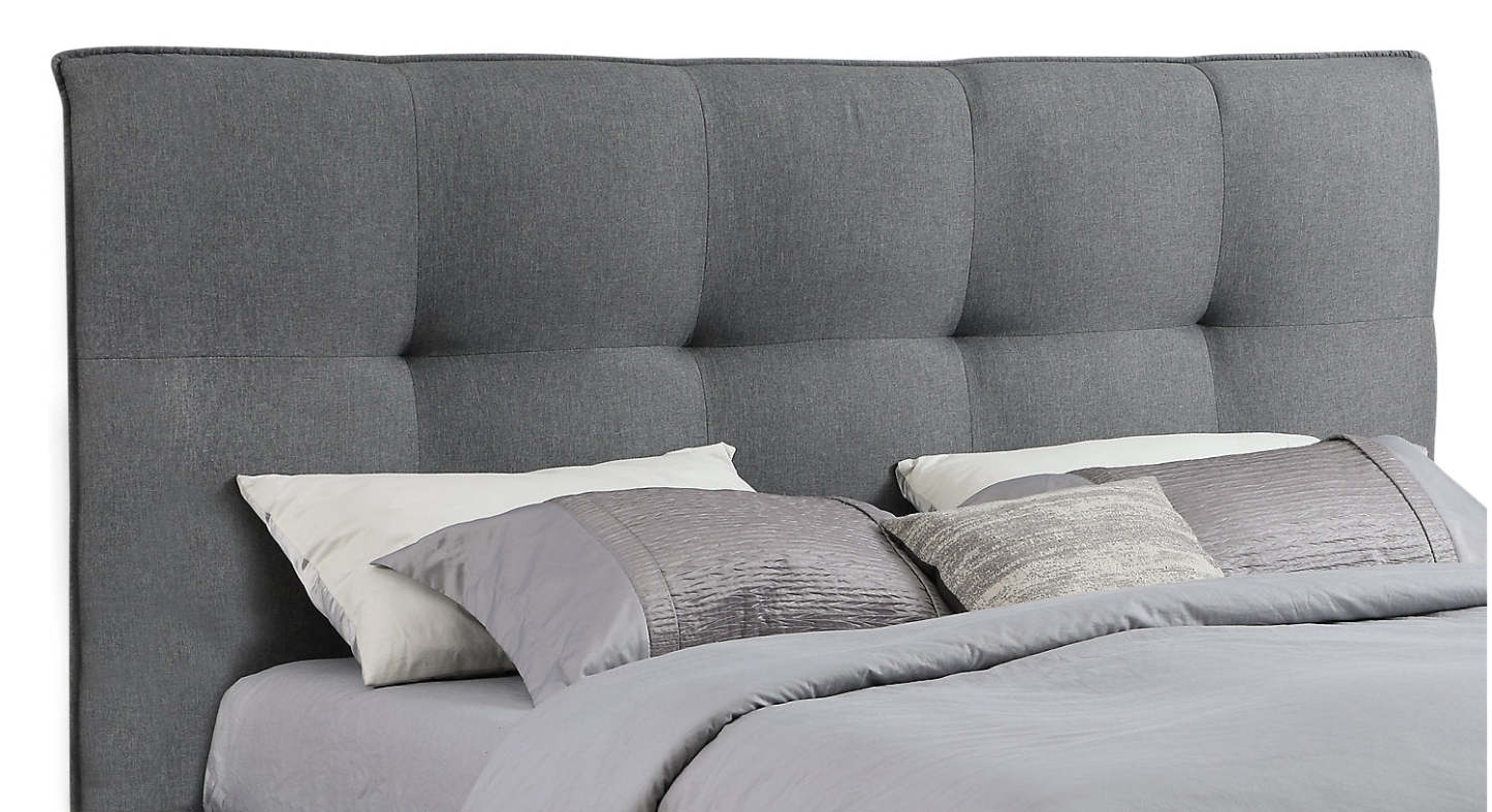 Tête de lit rembourrée Asha en tissu gris, touffetée - King Size | Tête de lit rembourrée Asha en tissu gris capitonné - format très grand lit
