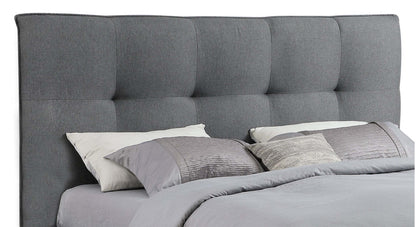 Tête de lit rembourrée Asha en tissu gris, touffetée - King Size | Tête de lit rembourrée Asha en tissu gris capitonné - format très grand lit