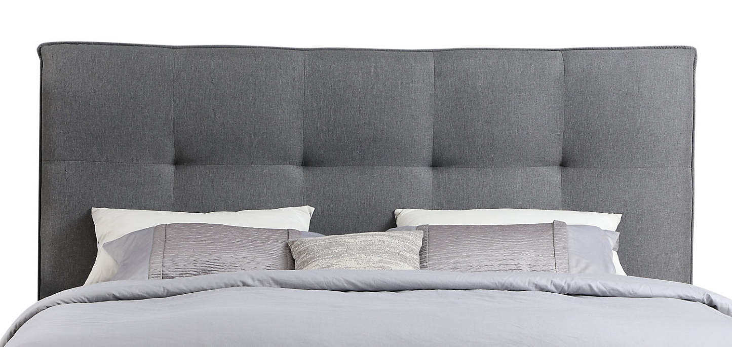 Tête de lit rembourrée Asha en tissu gris, touffetée - King Size | Tête de lit rembourrée Asha en tissu gris capitonné - format très grand lit