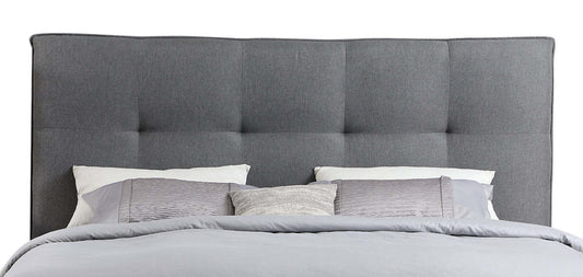 Tête de lit rembourrée Asha en tissu gris, touffetée - King Size | Tête de lit rembourrée Asha en tissu gris capitonné - format très grand lit