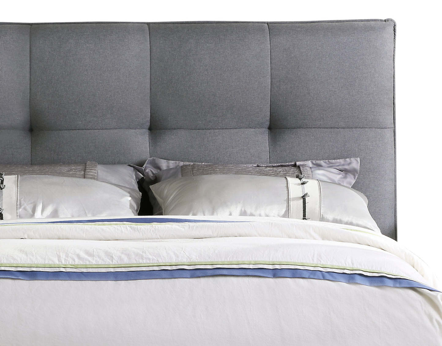 Asha Upholstered Headboard in Grey Fabric, Tufted - Queen Size | Tête de lit rembourrée Asha en tissu gris capitonné - format grand lit