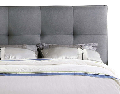 Asha Upholstered Headboard in Grey Fabric, Tufted - Queen Size | Tête de lit rembourrée Asha en tissu gris capitonné - format grand lit